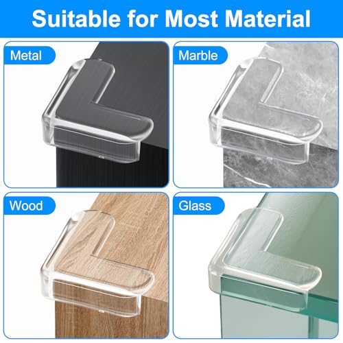 Corner Protectors, 12 Pack, Baby Proofing Corner Guards, Clear and Transparent Corner Bumper & Edge Cushion for Furniture, Table, Cabinet Sharp Corner & Edge, Baby Safety Material (L-Shaped)