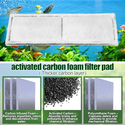 24 Pcs Carbon Filter Foam Pads and Foam Filters Compatible with U3 Range of Internal Underwater Sponge Aquarium Underwater Filter Accessories for Internal Replacement Aquarium Fish Tank