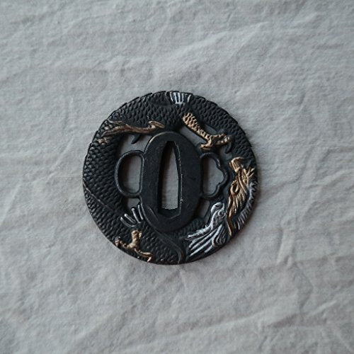 Japanese Katana Sword Guard (Tsuba) - Hand-Forged Alloy Samurai Tsuba 3.2", Authentic Iaido Accessory for Sword Collection, Durable Fitting Model 051-063 - color: 057HJ
