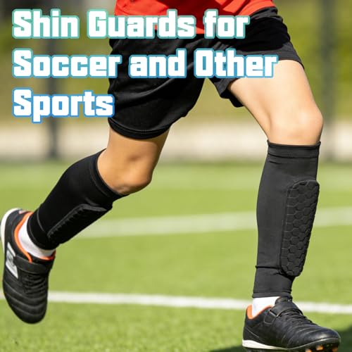 Soccer Shin Guards, Shin Defenders for Kids Youth Adult Ski Shin Guards Pads for 2-18 Years Old Calf Compression Sleeve with Honeycomb Pads, Lightweight Calf Protective Gear for Football - size: Large