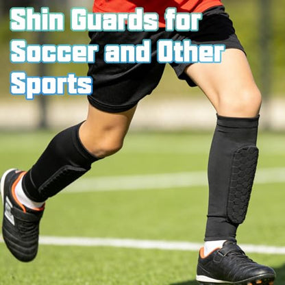 Soccer Shin Guards, Shin Defenders for Kids Youth Adult Ski Shin Guards Pads for 2-18 Years Old Calf Compression Sleeve with Honeycomb Pads, Lightweight Calf Protective Gear for Football - size: X-Large