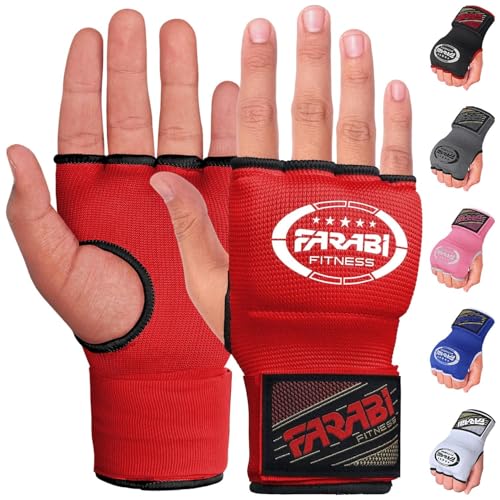 Boxing Hand Wraps Gel Padded Inner Gloves Elastic for Men & Women Boxing Wraps with Quick 32 Inches Long Wrist Straps, for MMA, Muay Thai, Kickboxing, Punching and Martial Arts - color: Red, size: Small-Medium