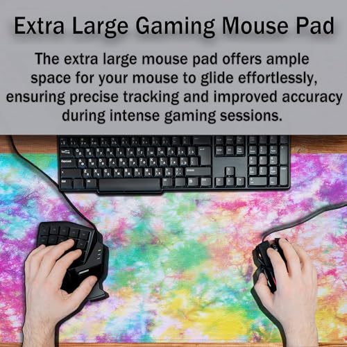 Desk Mouse Pad Rainbow Mats, XXL Mouse Pads Desk Pad for Women Keyboard Big Mousepads, Long Desk Pad Non-Slip Rubber Base, 35.4 X 15.7 inch for Work/Game/Office/Home Splash Tie Dye Pattern - color: Tie Dye
