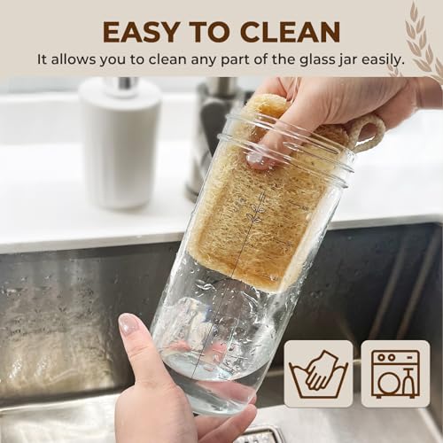 Sourdough Starter Kit, 650mL/24oz Wide Mouth Sour Dough Glass Jar Container with Lid, Fermentation Tank for Sourdough Bread Baking Supplies, Perfect for Beginners & Pro Bakers, transparent