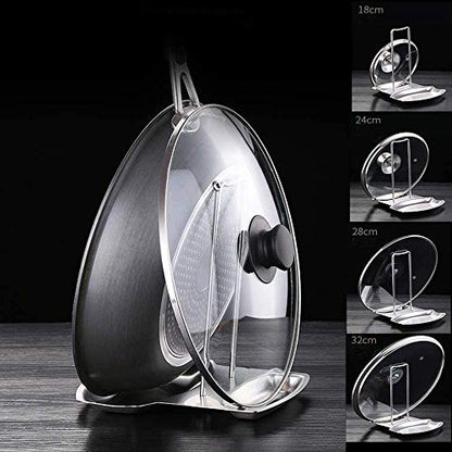Lid and Spoon Rest Shelf,304 Stainless Steel Pan Pot Cover Lid Rack Stand Organizer,ZYLONE Pan Lid Organizer Storage Soup Spoon Rests Utensils Kitchen Tool