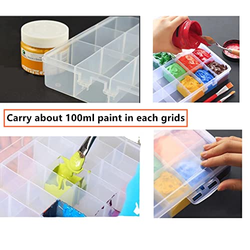 1PCS 36 Grids Large Plastic Organizer Box with Dividers, Compartment Organizer Box for Nail Accessories/Screw/Sewing Arts and Oil Paint, Bead Storage Containers 14.9" x 9.2" x 1.9" (Clear) - size: 1PCS 36Grids