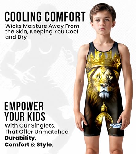 Exxact Sports Sublimated Adult & Youth Wrestling Singlet - color: Lion, size: X-Small