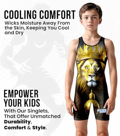 Exxact Sports Sublimated Adult & Youth Wrestling Singlet - color: Lion, size: Small