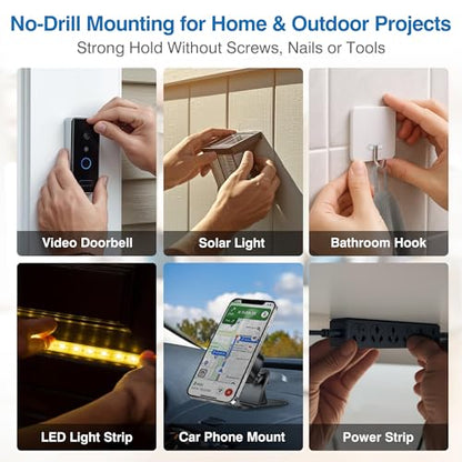 Heavy Duty Double-Sided Adhesive Pads – 48 Pre-Cut Foam Mounting Squares & Sticky Pads with Adhesion Promoter, Weatherproof Mounting Tape for Solar Lights, Outdoor Decor, Automotive Trim & Home Use