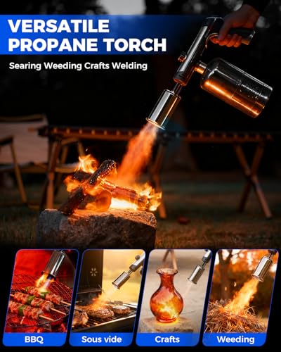 SAKER High-Power Propane Torch Gun, 3272°F Adjustable Propane Torch Lighter for Grill, Fire Starter, Cooking & Soldering(Propane Gas Not Included) (1 SET)