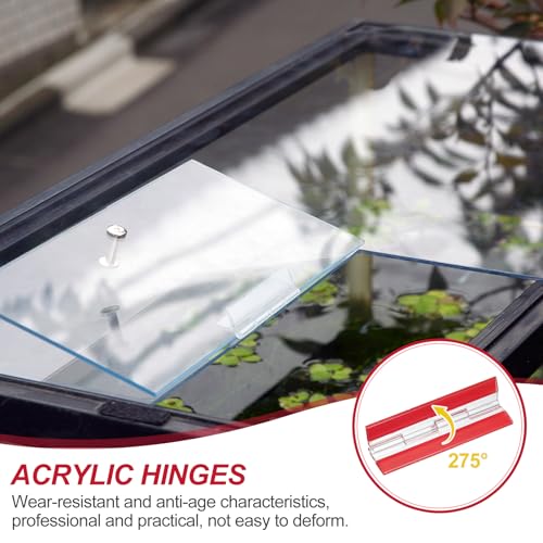 MECCANIXITY Small Acrylic Hinges Plastic Self-Adhesive Clear Hinge 100 x 42mm Continuous Piano Folding Hinges for Aquarium Lid Crafts Display Stand Pack of 4 Transparent - size: 100 x 42mm