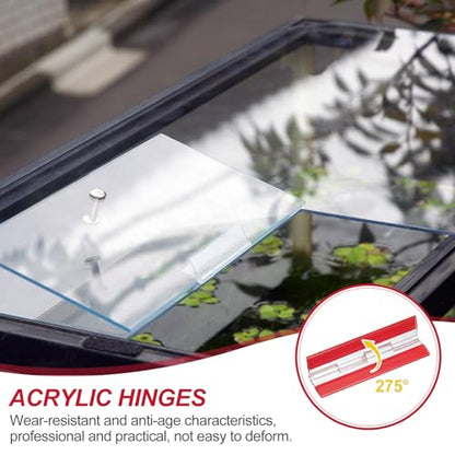 MECCANIXITY Small Acrylic Hinges Plastic Self-Adhesive Clear Hinge 100 x 42mm Continuous Piano Folding Hinges for Aquarium Lid Crafts Display Stand Pack of 4 Transparent - size: 100 x 42mm
