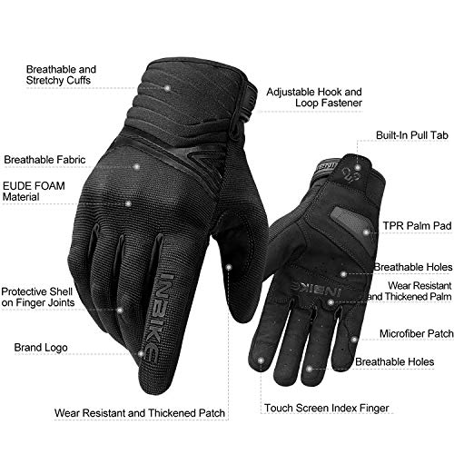 INBIKE Motorcycle Gloves Breathable Mesh Touchscreen Hard Knuckles - color: Black, size: X-Large