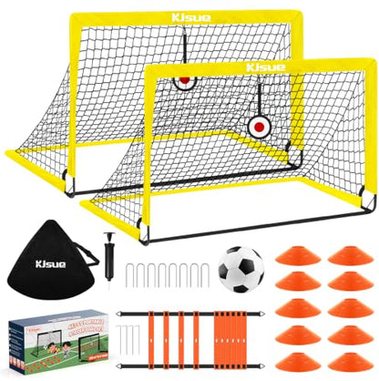 Soccer Goal, Kids Soccer Goals for Backyard Set of 2, Pop Up Soccer Net - color: Yellow, size: 4X3 FT