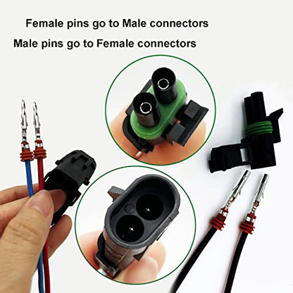 15 Kits 2 Pin Connector Weather Pack Connectors Kit Automotive Electrical Waterproof Connectors 2 Wire Connectors with 60pcs Shrink Tubing Kit (18-14 AWG) - size: 18-14AWG 15Set