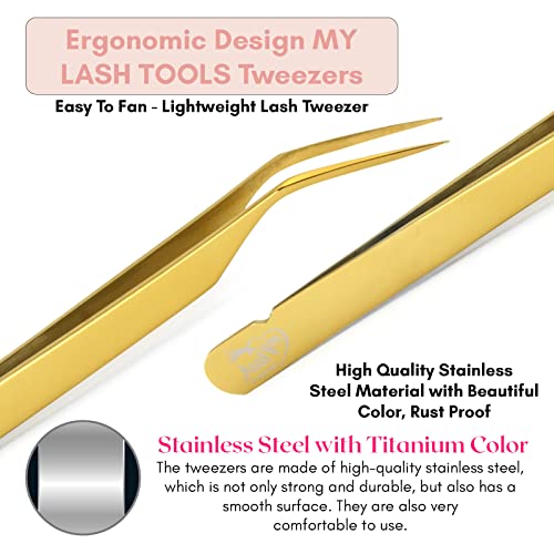 My Lash Tools New Isolation Lash Tweezers For Eyelash Extensions Best for Individual Isolation & Classic Lashes Japanese Stainless Steel Lightweight Precision Lashing Twisers (Gold) - color: Gold