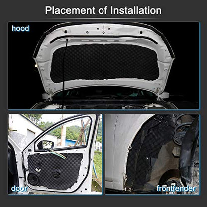 uxcell 2-10mm 16sqft Sound Deadening Mat Wave Foam Car Heatproof Foam Deadener Universal Self-Adhesive Acoustic Absorption for Hood Fender 19.7"x118" - size: 16sq.ft