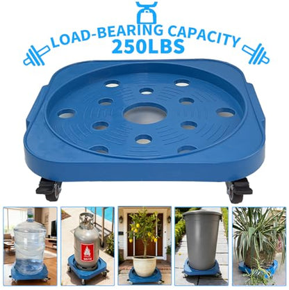 11" 5-Gallon Water Bottle Jug Caddy with 4 Rolling Swivel Casters - Heavy-Duty 5-Gallon Bucket Dolly & Plant Stand, Blue - color: Blue