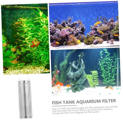 Stainless Steel Aquarium Guard Cover Large Fish Tank Intake Strainer Protector Easy to Clean Mesh Guard for Shrimp Tank Safe Rounded Edges Simple Installation for Aquariums and