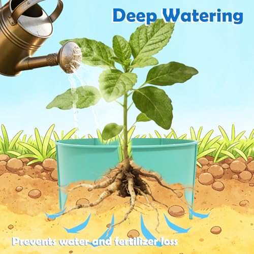 30pcs Planting Grow Rings, Planting Protective Round Edging, Interlocking Garden Plant Rings, Adjustable Diameter Range 8.2-15.7 in, for Deep Watering Vegetables, Herbs and Flowers (Green)