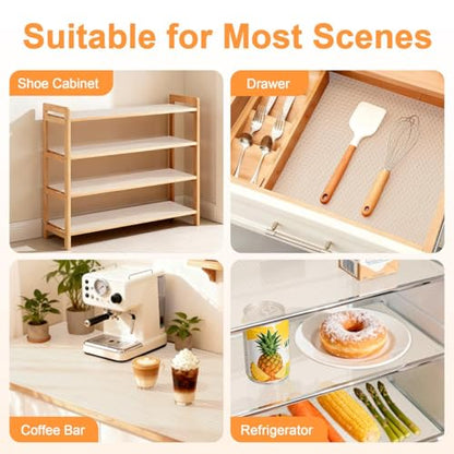 Shelf Liner 12 Inch x 20 FT Clear Non Slip Waterproof Cabinet and Drawer Liner for Kitchen Cabinet Refrigerator Pantry Closet Durable Non Adhesive - size: 12"W x 240.2"L