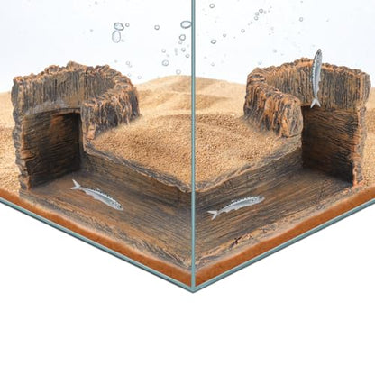 Fish Tank Corner Underground Hideout Cave Decor for Fish Shrimp Hiding Breeding, Aquarium Resin Decorations,Stump Style - style: Stump