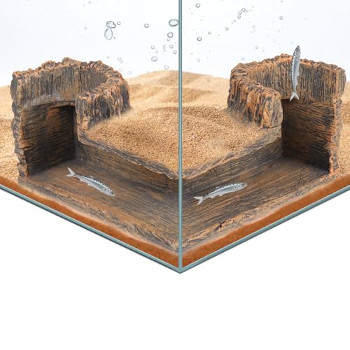 Fish Tank Corner Underground Hideout Cave Decor for Fish Shrimp Hiding Breeding, Aquarium Resin Decorations,Stump Style - style: Stump