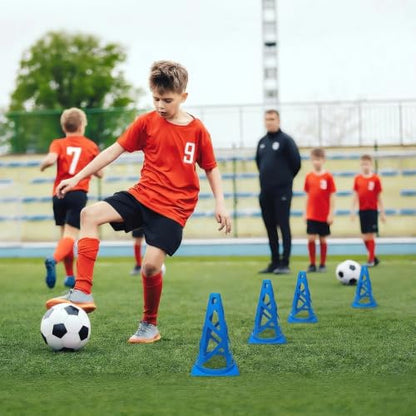 12 Pack Soccer Cones, 9 Inch Agility Cones for Soccer, Football, Basketball, Cones for Sports Training, Speed & Agility Drills, Field Marking Equipment - color: blue