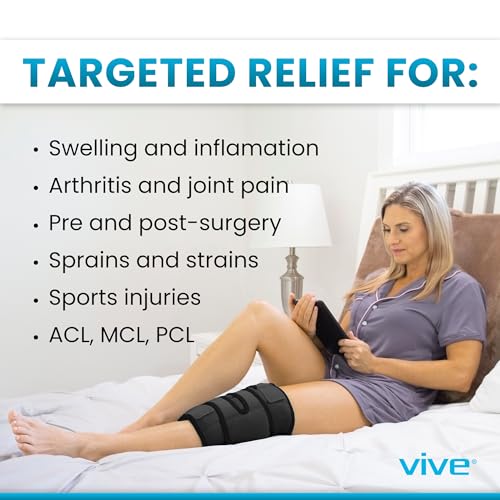 Vive Knee Ice Pack Wrap - Cold/Hot Gel Compression Brace for Pain Relief - color: Black