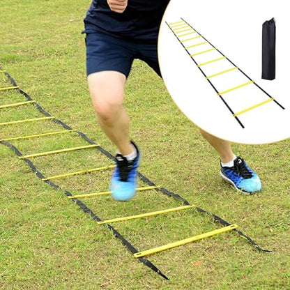 Footwork Ladder Portable 12 Rung Speed Training Equipment | 19.6ft Workout Ladder with Carry Bag for Football Basketball Baseball Tennis Volleyball Boxing Gym Outdoor Workout Fitness