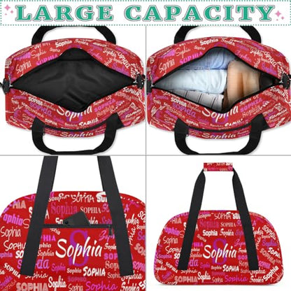 Custom Named Dance Ballet Bag Girls, Weekend Sports Travel Bag, Red - color: Color 13
