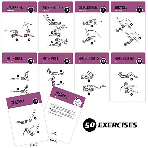 Pilates Workout Cards, Instructional Fitness Deck for Women & Men, Beginner Fitness Guide to Training Exercises at Home or Gym - style: Pilates