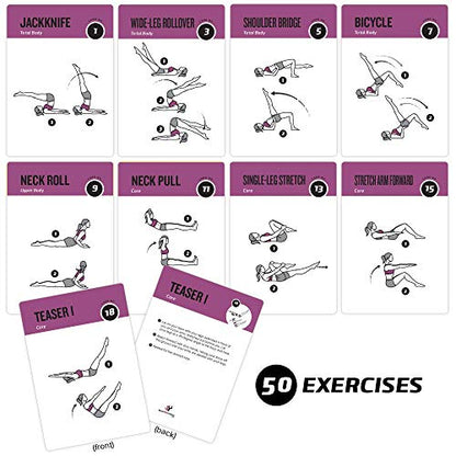 Pilates Workout Cards, Instructional Fitness Deck for Women & Men, Beginner Fitness Guide to Training Exercises at Home or Gym - style: Pilates