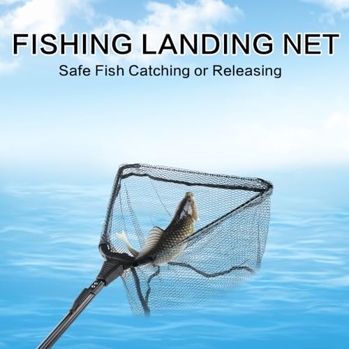 3Pcs Fishing Tool Kit Includes Folding Fishing Landing Net, Fish Lip Gripper, Multifunctional Pliers with Lanyard Sheath, Fishing Gear Accessories Equipment Gifts for Fishermen