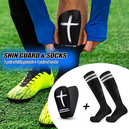 TOMIYO Soccer Shin Guards with Socks Kids 10-12 Calf Protective Equipment - color: Black, size: Small
