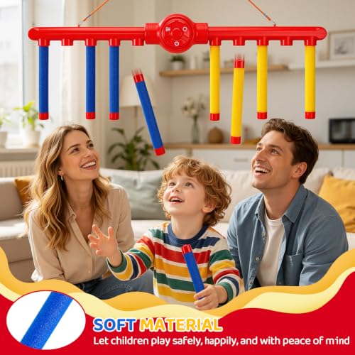 Reflex Drop Sticks Game, Solo & Dual, 3 Speeds, Play Reaction Toy for Party - color: Red