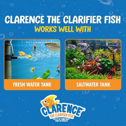 Clarence the Clarifier Fish - 1 pk, Purple - Aquarium Treatment, Clear Cloudy Fresh-Saltwater, Fish-Plant Safe, 10gal Tank Maintenance Each