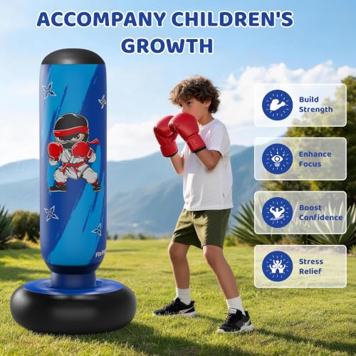 64 Inch Punching Bag for Kids, Kids Punching Bag with Gloves and Pump