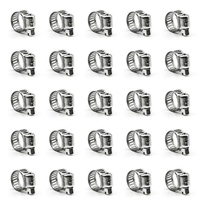 Hose Clamp, 25 Pack Stainless Steel Worm Gear fuel line hose clamps, 6-12mm (1/4-1/2 inch)