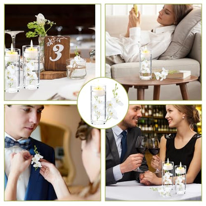 24 PCS White Orchids Artificial Flowers, Mini Cream Floating Flowers Filler Vase Fillers for Floating Candles Wedding Centerpiece Table Party Home Restaurant Decoration - size: 24 PCS Artificial Mini Orchids