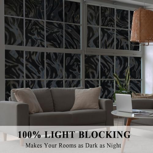 Blackout Window Film Stainded Glass Ocean Waves 100% Light Blocking Privacy Sliding Door Tint Static Cling Heat Control Removable Anti UV Cover Decal Room Darkening Home Office,35x78.7in. - color: Blackout Stained Ocean Waves, size: 35''x78.7''
