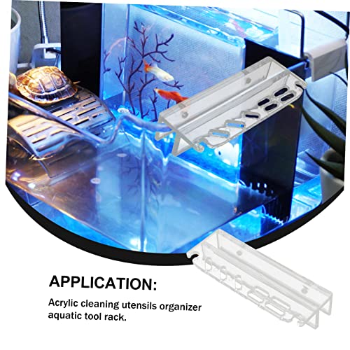 VANZACK Aquarium Tool Holder Acrylic Water Grass Tool Organizer for Fish Tank Maintenance Multiple Storage and Easy to Install