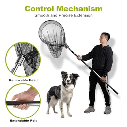 Dog Catch Net Pole, Animal Catching Net, Wildlife Control Tool, Large Fish Landing Net for Chicken Raccoon Duck Goose Bird Skunk Bat Raccoon Guinea Fowl Feral Cat Pigeon Tuna Goat - Heavy Duty