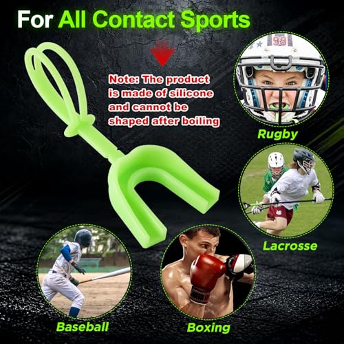Dunzy 10 Pcs Football Mouth Guard with Strap - color: Glowing Green, size: Adult