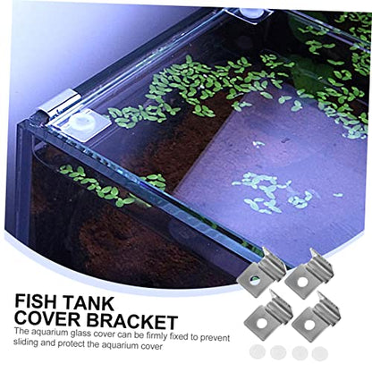ORFOFE 4pcs Stainless Steel Glass Lid Brackets for Aquarium Easy to Install Clips for Fish Tank Covers Supports for Turtle and Snake Tanks Compact Design