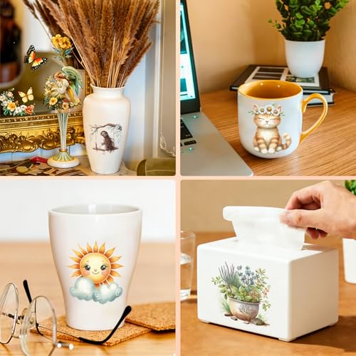 4 PCS Green Plant UV DTF Cup Wraps, Waterproof Transfer Stickers for Tumblers and Mugs, Durable Rub-on Decals for Smooth and Flat Surfaces - style: green plant