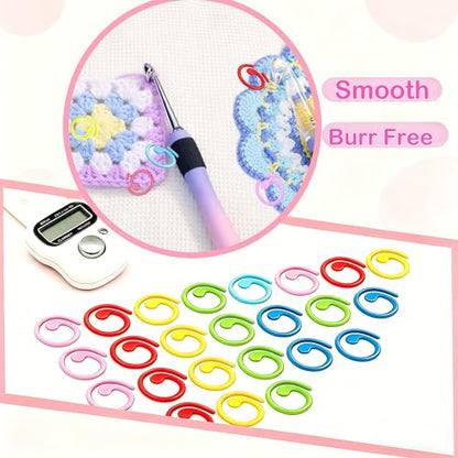 51PCS Metal Stitch Markers & Electronic Finger Counters Kit for Crocheting - color: White