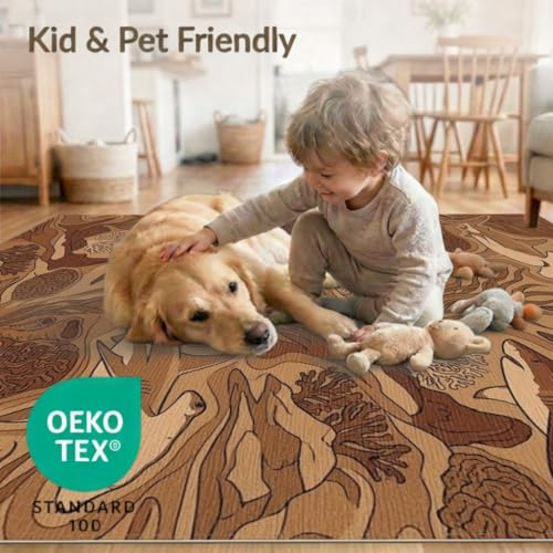 8'x10' Washable Flatwoven Rug, Tan Graphic Shark Stain Resistant Extra Large Carpet for Dining Room, Large Office, Lounge, Non-Slip Chair-Friendly Mat | Ref:2067561 - color: Brown/Pattern 23, size: 8' x 10' (Rectangular)
