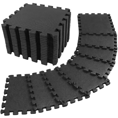 18 PCS Floor Mats for Home Gym, 3x6 Feet High-Density Interlocking Foam Floor Mats 0.4"(10mm Thick) Puzzle Tiles Mat for Workouts, Exercise, Play, Yoga, Cardio, Weights (Black)