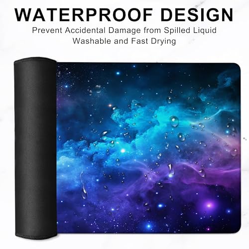 Desk Mat, Blue Purple Clouds Stars Galaxies Large Extended Gaming Mouse Pad,Waterproof Non-Slip Rubber Base and Stitched Edges Desk Pad for Work Game Office Home 35.4x15.7in - color: Colour11